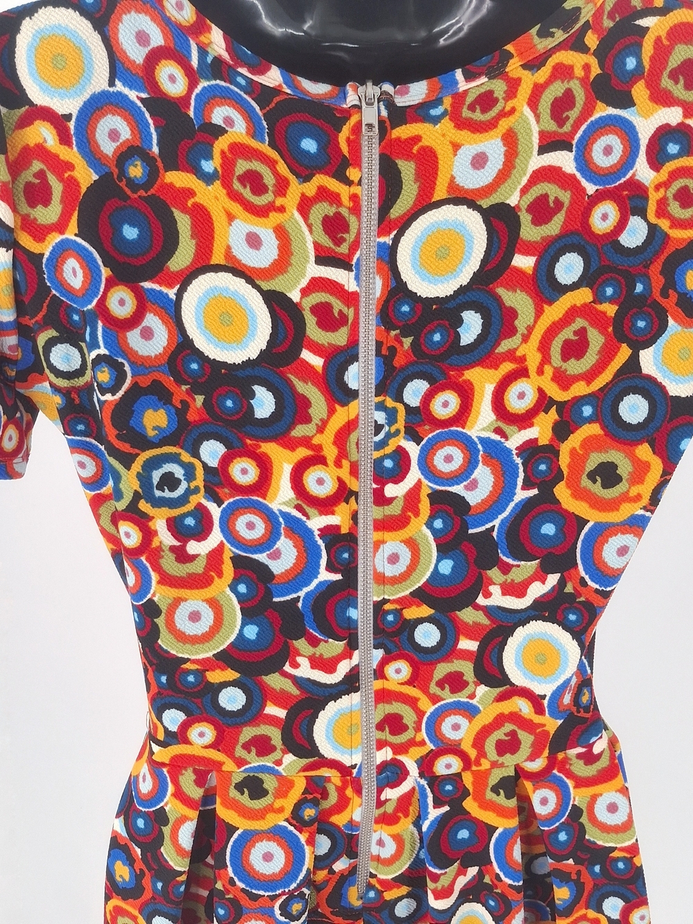 ✨LuLaRoe Amelia Dress Size Medium Mod Retro Colorful Swirl Pleated Pockets✨ - Picture 6 of 12